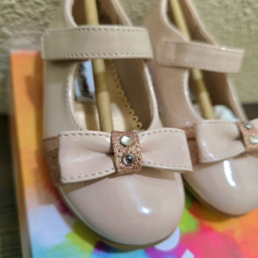 Rachel Toddler Girl Pink Bow‎ Dress Flats Mauve Shoes Size 6